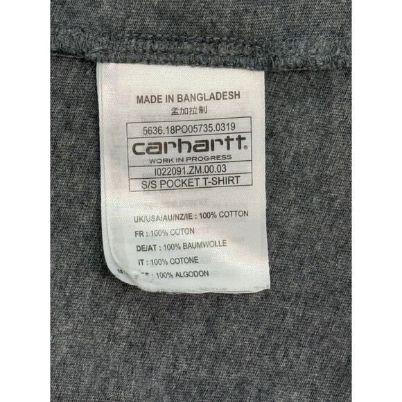 Carhartt Work In Progress Gray Pocket T-Shirt Size Large 100% Cotton - Picture 5 of 9